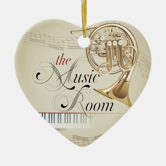 Franse Horn Music Room Keramisch Ornament (Voorkant)