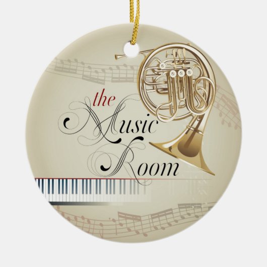 Franse Horn Music Room Keramisch Ornament (Voorkant)