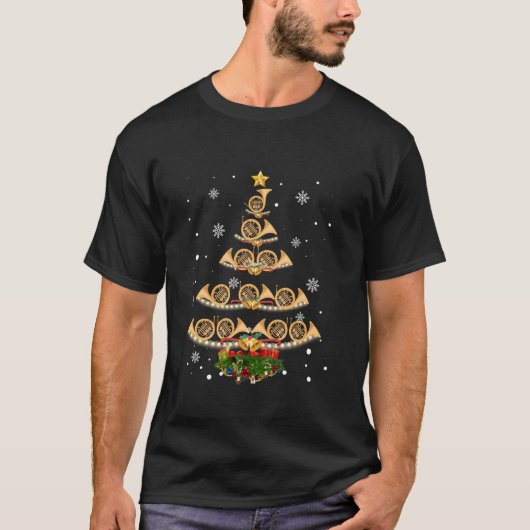 Franse Horn-muziek Lover Xmas Franse Kerstmis T-shirt (Voorkant)