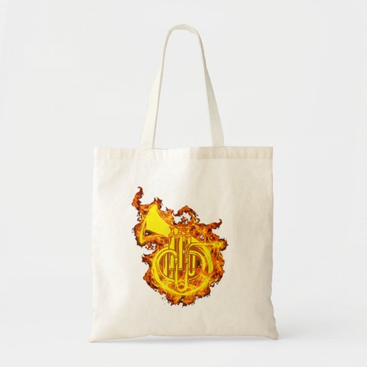Franse Horn on Fire Gift French Horn Lover3 Tote Bag (Voorkant)
