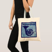 Franse Horn op Blue Tote Bag (Voorkant (product))