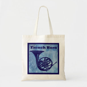 Franse Horn op Blue Tote Bag