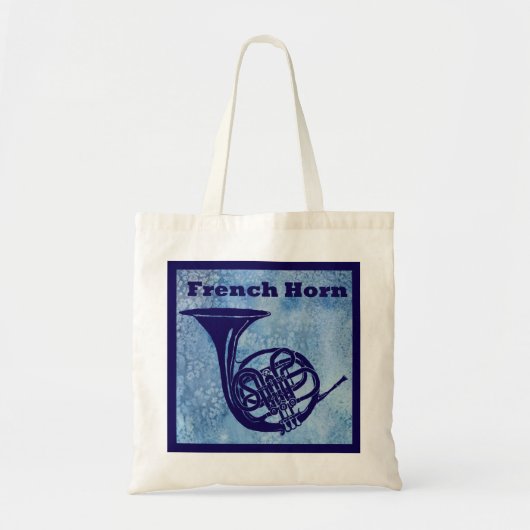 Franse Horn op Blue Tote Bag (Voorkant)
