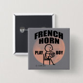 Franse Horn Play Boy Vierkante Button 5,1 Cm (Voorkant /achterkant)