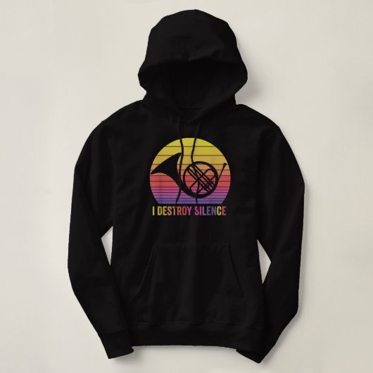 Franse Horn Retro  I DESTROY SILENCE Hoodie (Design voorkant)