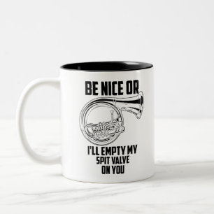 Franse Horn Spit Valve Cute Trumpet Musician Funny Tweekleurige Koffiemok