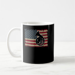 Franse Horn USA Flag Gift Patriotic Horn Player2 Koffiemok