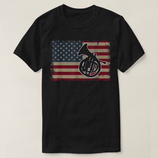 Franse Horn USA Flag Gift Patriotic Horn Player2 T-shirt (Design voorkant)