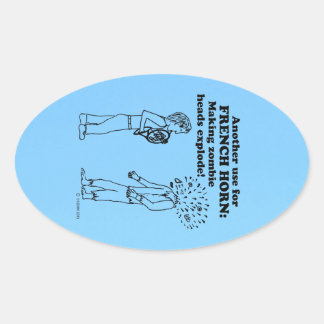 Franse Horn Zombie Explode Oval Sticker