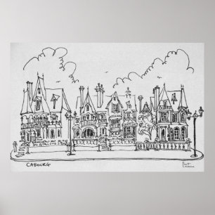 Franse huizen, Cobourg Normandië, Frankrijk Poster