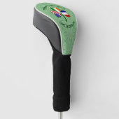 Franse Ierse Vlaggen van de VS Klavertjevier Perso Golfheadcover (Schuin)
