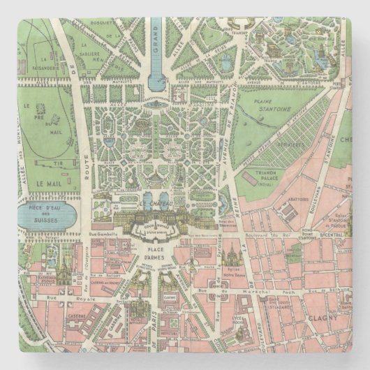 -Franse illustratiekaart Versailles Stenen Onderzetter (Voorkant)