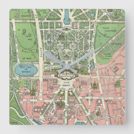 -Franse illustratiekaart Versailles Vierkante Klok