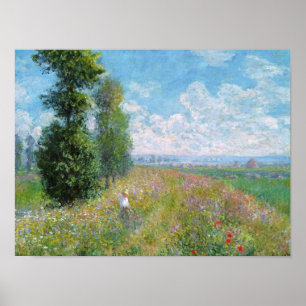 Franse impressionist Meadow met Poplars Monet Poster