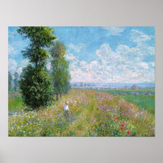 Franse impressionist Meadow met Poplars Monet Poster (Voorkant)