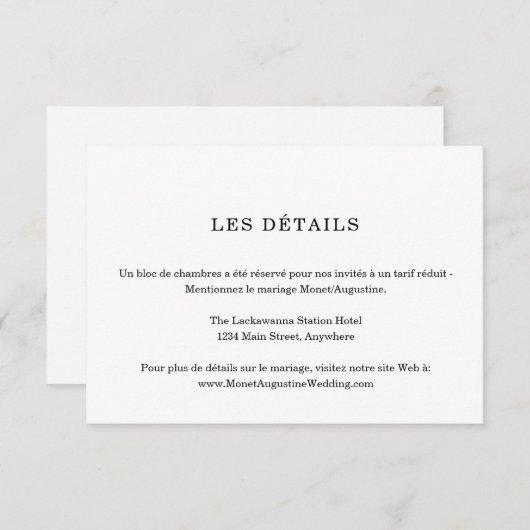 Franse informatie / details bijgevoegde kaart (Voorkant / Achterkant)