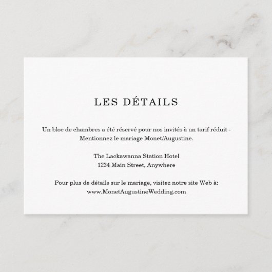 Franse informatie / details bijlage kaart (Voorkant)