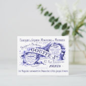  Franse inloggen Blauwe inkt Briefkaart (Staand voorkant)