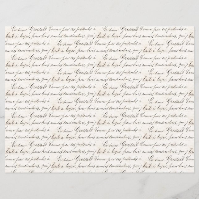  Franse Jardin Handgeschreven Manuscript Nota (Voorkant)
