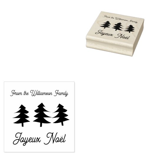 Franse Joyeux Noël kerstbomen Rubber Stamp Rubberstempel (Gestempeld)