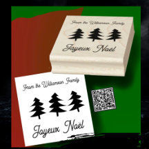 Franse Joyeux Noël kerstbomen Rubber Stamp