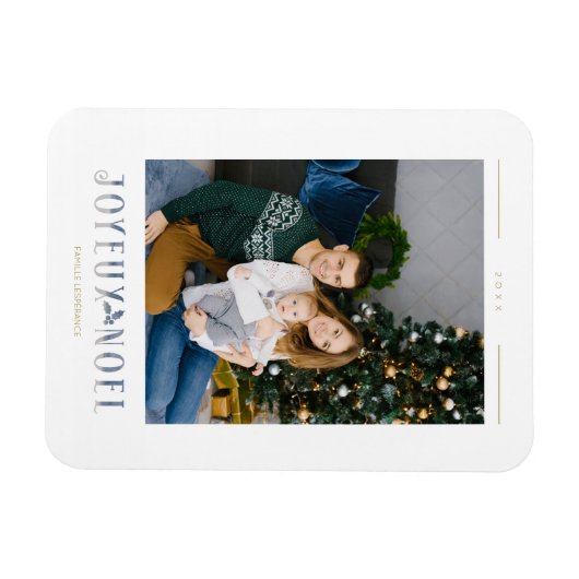 Franse Joyeux Noël Modern Calligrafie Aangepaste f Magneet (Horizontaal)