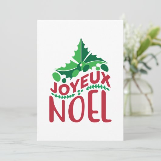 Franse Joyeux Noel Red Green gepersonaliseerd Feestdagenkaart (Staand voorkant)