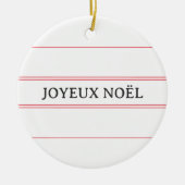 Franse "Joyeux Noël" rode streep familienaam Keramisch Ornament (Voorkant)