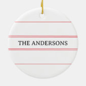 Franse "Joyeux Noël" rode streep familienaam Keramisch Ornament (Achterkant)