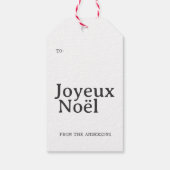 Franse Joyeux Noël rode streep Kerstmis Cadeaulabel (Achterkant)