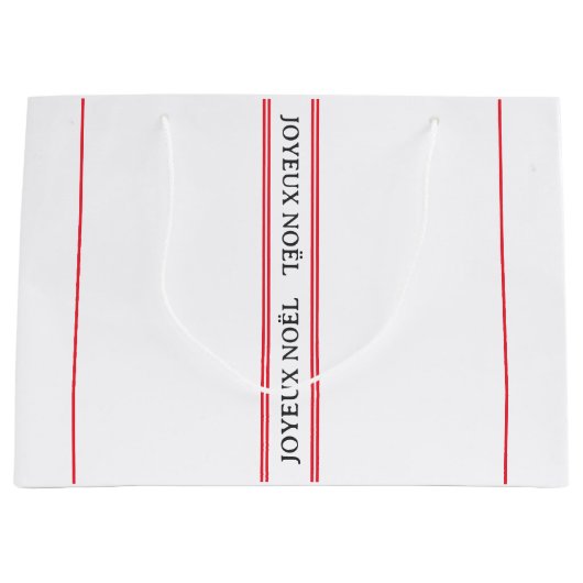 Franse Joyeux Noël rode streep Kerstmis Groot Cadeauzakje (Voorkant)