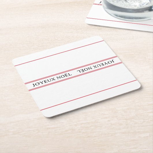 Franse Joyeux Noël rode streep Kerstmis Kartonnen Onderzetters (Schuin)