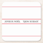 Franse Joyeux Noël rode streep Kerstmis Kartonnen Onderzetters (Voorkant)