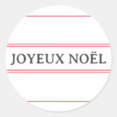 Franse "Joyeux Noël" rode streep Kerstmis Ronde Sticker (Voorkant)