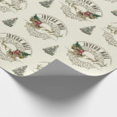 Franse Joyeux Noel Santa Rendier Vrolijk Kerstfees Cadeaupapier (Hoek)