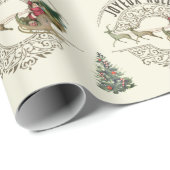 Franse Joyeux Noel Santa Rendier Vrolijk Kerstfees Cadeaupapier (Rol Hoek)