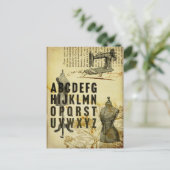 Franse Jurk vorm Naaimachine Briefkaart (Staand voorkant)