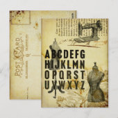 Franse Jurk vorm Naaimachine Briefkaart (Voorkant / Achterkant)