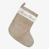 Franse Jute Custom Name kerststop Grote Kerstsok (Voorkant (Hangend))