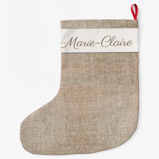 Franse Jute Custom Name kerststop Grote Kerstsok (Achterkant)