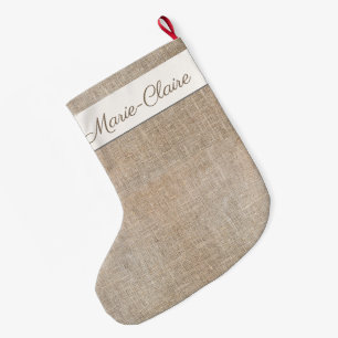 Franse Jute Custom Name kerststop Grote Kerstsok