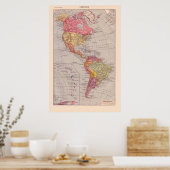  Franse kaart, 1920, The Americas Poster (Keuken)