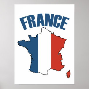 Franse kaart - Franse vlag Poster