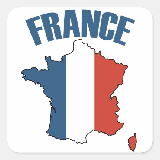 Franse kaart - Franse vlag Vierkante Sticker (Voorkant)