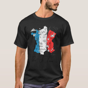 Franse kaart reis souvenir Frankrijk vlag liefde P T-shirt