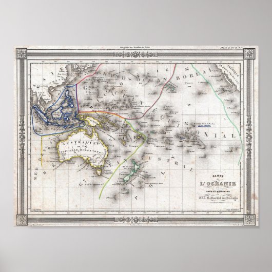 Franse kaart van Australië en Polynesië Poster (Voorkant)