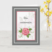 Franse Kaart van Birthday met Rozen (Gele Bloem)