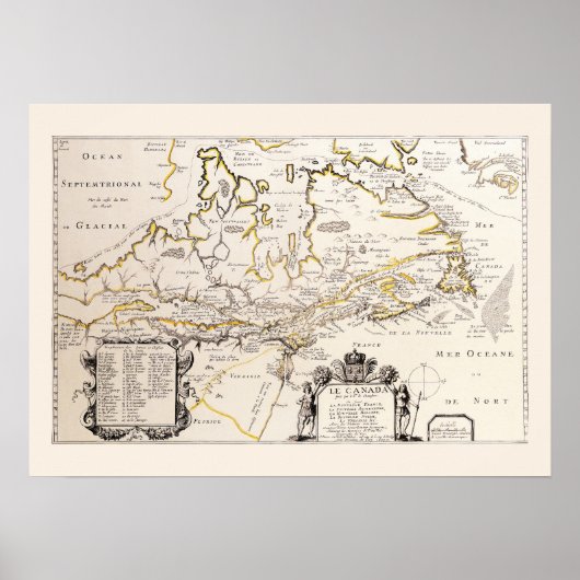 Franse kaart van Canada (Québec) door Champlain 16 Poster (Voorkant)