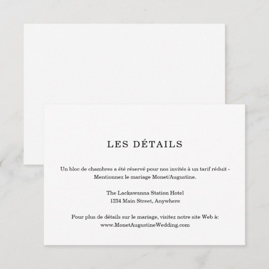 Franse Kaart voor informatie/details (Voorkant / Achterkant)