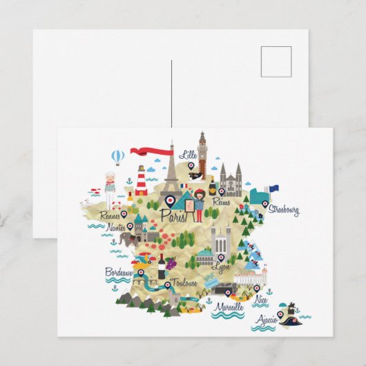 Franse kaart voor toeristen (Voorkant / Achterkant)